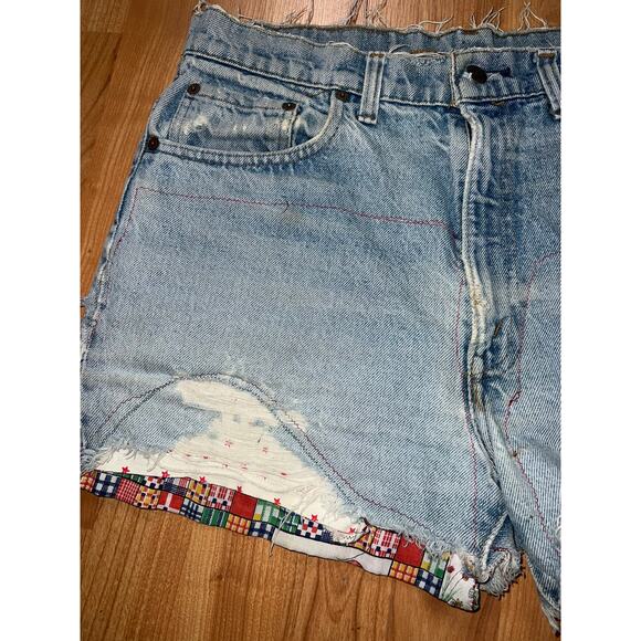 Womens Vintage Levi Jorts Patched Distressed Cutoff Shorts VTG Women Large - Picture 4 of 13